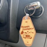 Happy Camper Wooden Keychain