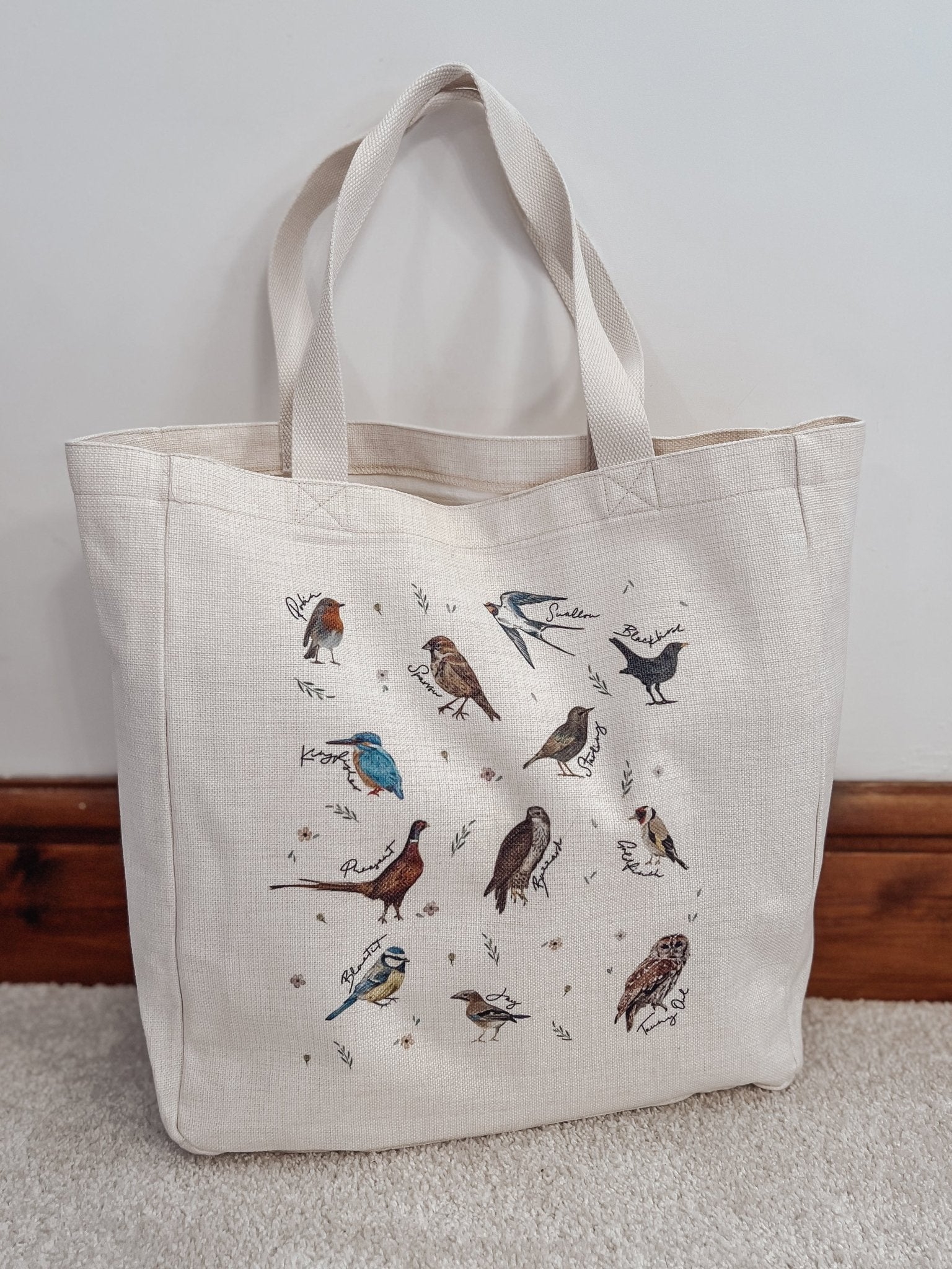 British Birds Linen Effect Tote - Birdie Barn