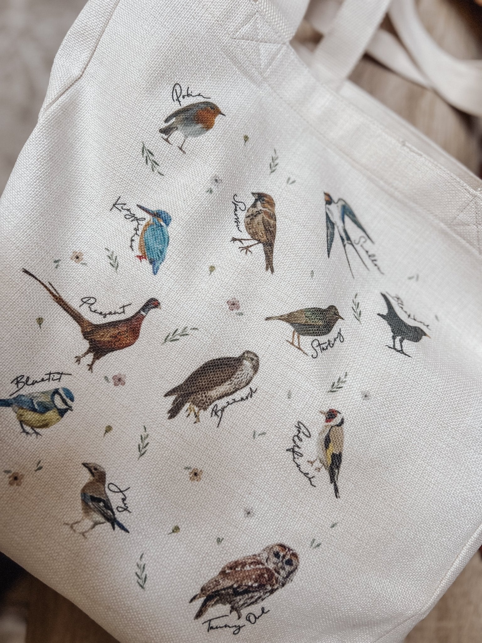 British Birds Linen Effect Tote - Birdie Barn
