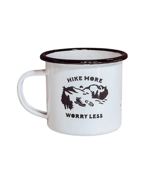 Camp/Hike More Worry Less 12oz Enamel Mugs - Birdie Barn