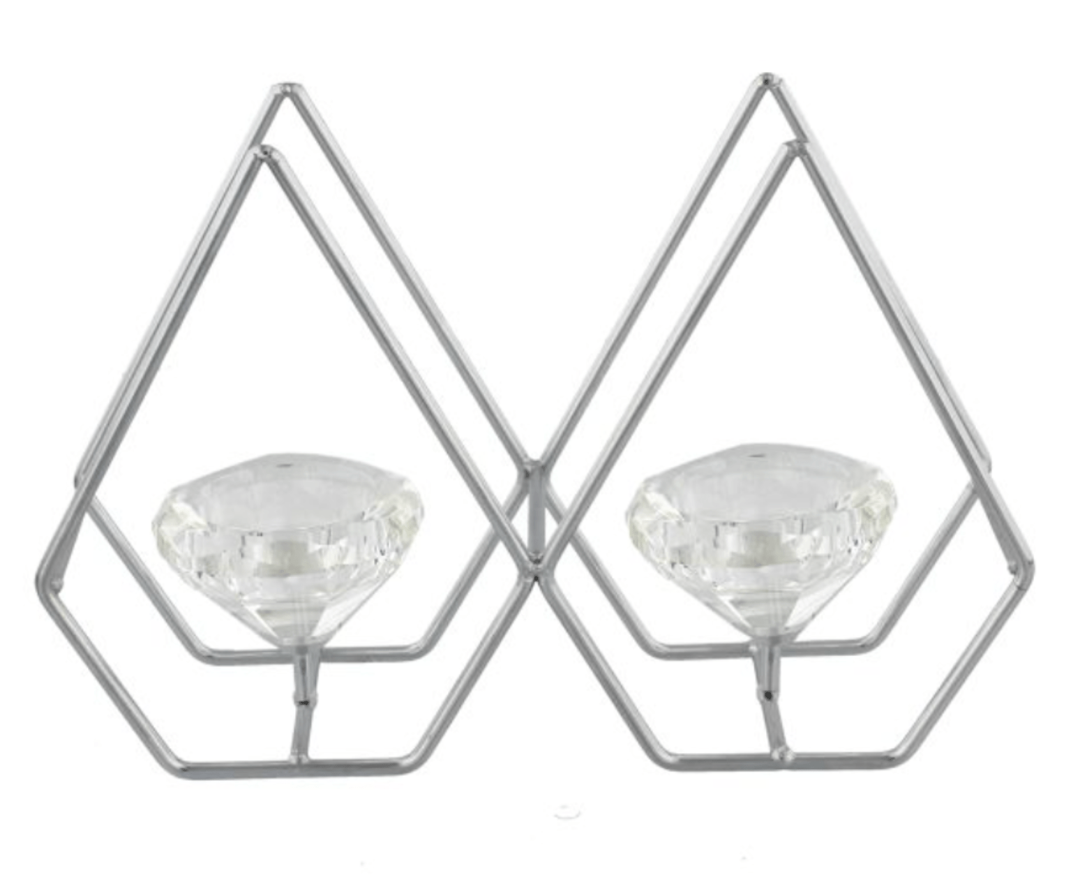CHROME DOUBLE DIAMOND T LITE HOLDER - Birdie Barn