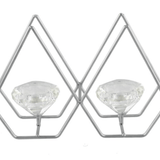 CHROME DOUBLE DIAMOND T LITE HOLDER - Birdie Barn