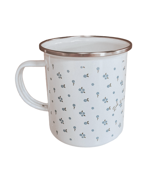 Flower Journey 17oz Enamel Mug - Blue - Birdie Barn
