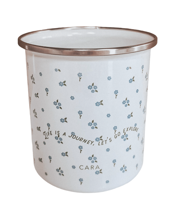 Flower Journey 17oz Enamel Mug - Blue - Birdie Barn