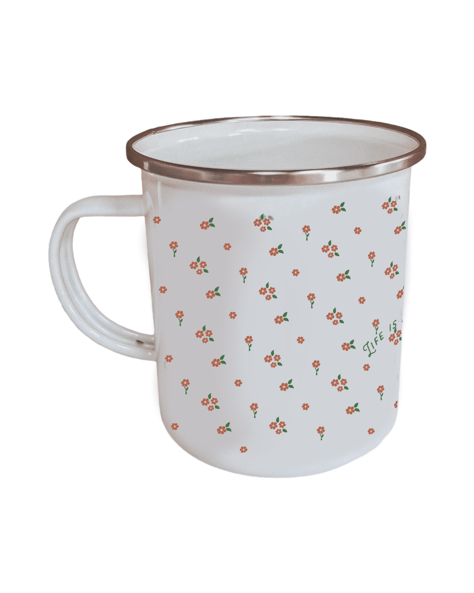 Flower Journey 17oz Enamel Mug - Orange - Birdie Barn