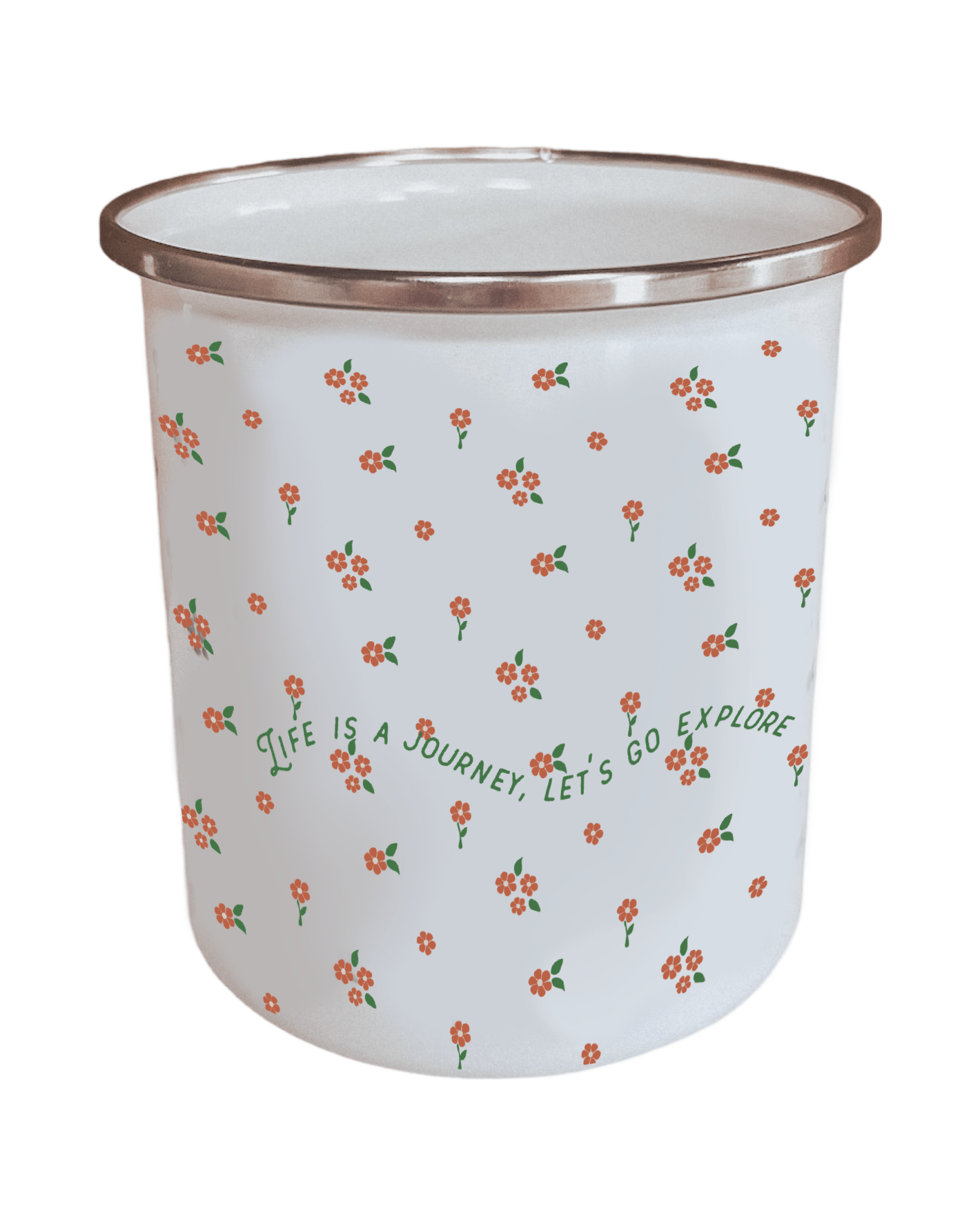 Flower Journey 17oz Enamel Mug - Orange - Birdie Barn