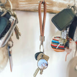 Personalised Photo Keyring with Faux Leather Strap - Brown