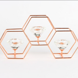 ROSE GOLD TRIPLE HEXAGONAL T LITE HOLDER