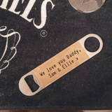 Personalised Message Faux Leather Bar Blade and Bottle Opener - Brown