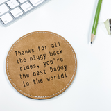 Personalised Message Faux Leather Coaster - Brown