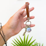 Personalised Photo Keyring with Faux Leather Strap - Brown