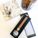 Personalised Photo Keyring with Faux Leather Strap - Brown