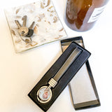 Personalised Photo Keyring with Faux Leather Strap - Black