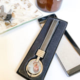 Personalised Photo Keyring with Faux Leather Strap - Black