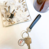 Personalised Photo Keyring with Faux Leather Strap - Black