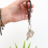 Personalised Photo Keyring with Faux Leather Strap - Black