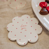 Hot Pink Love Hearts Flower Shape Coaster