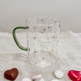 Green Love Hearts Glass Mug