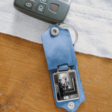 Personalised Photo Keyring with Blue Cover