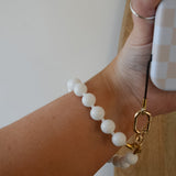 White Agate Grounding Wristlet
