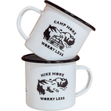 Camp/Hike More Worry Less 12oz Enamel Mugs