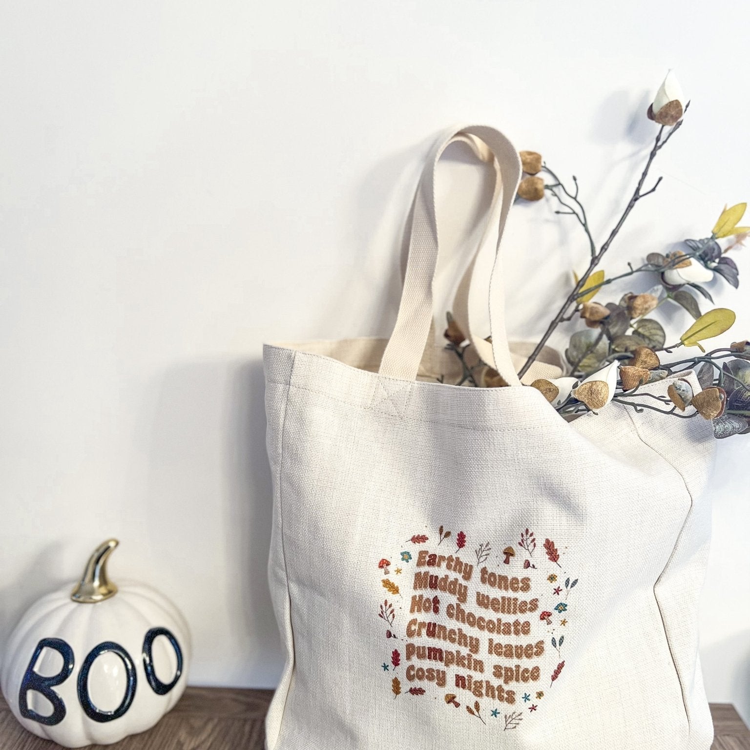 Autumn Stroll Linen Effect Tote - Birdie Barn