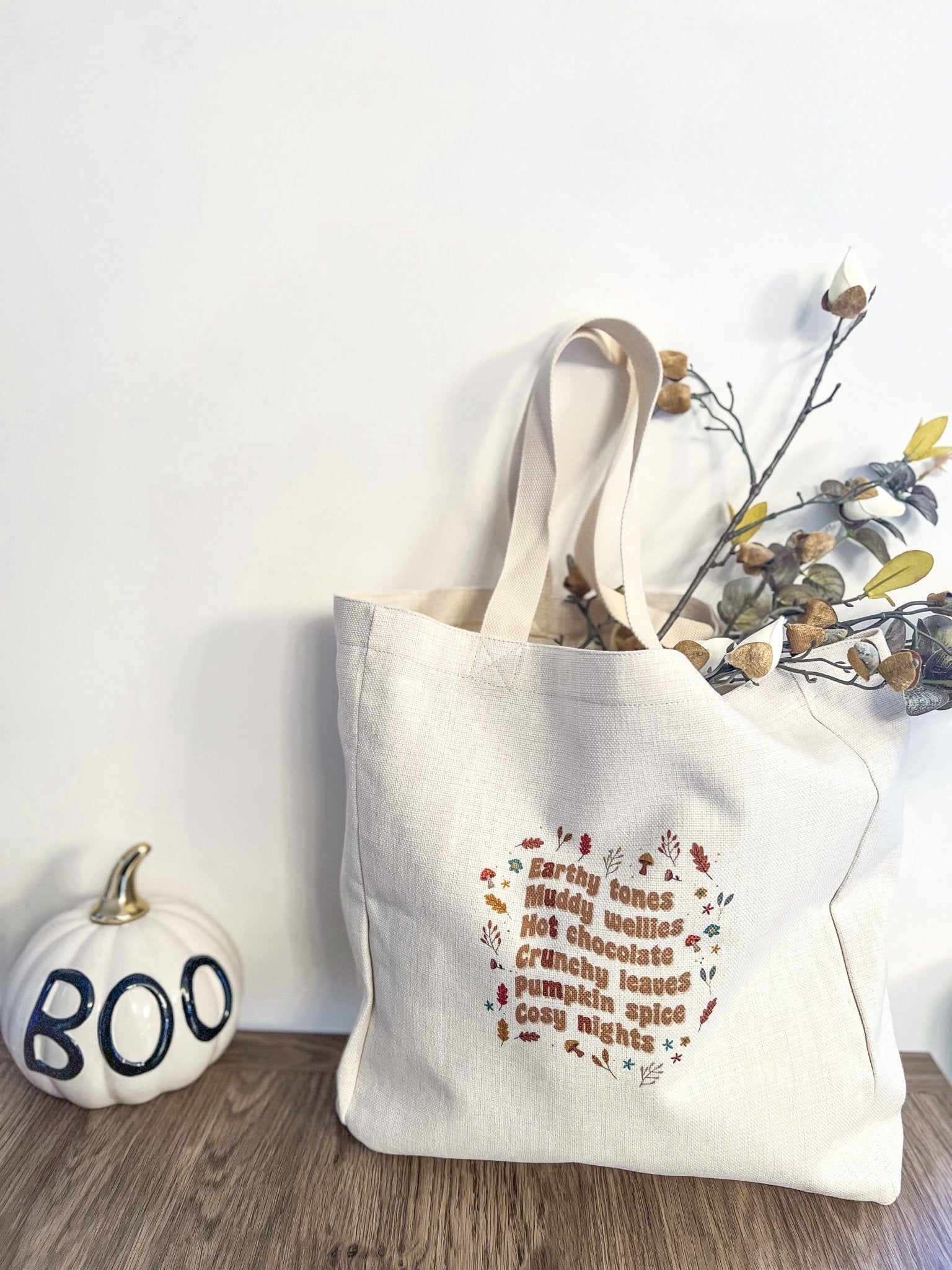 Autumn Stroll Linen Effect Tote - Birdie Barn