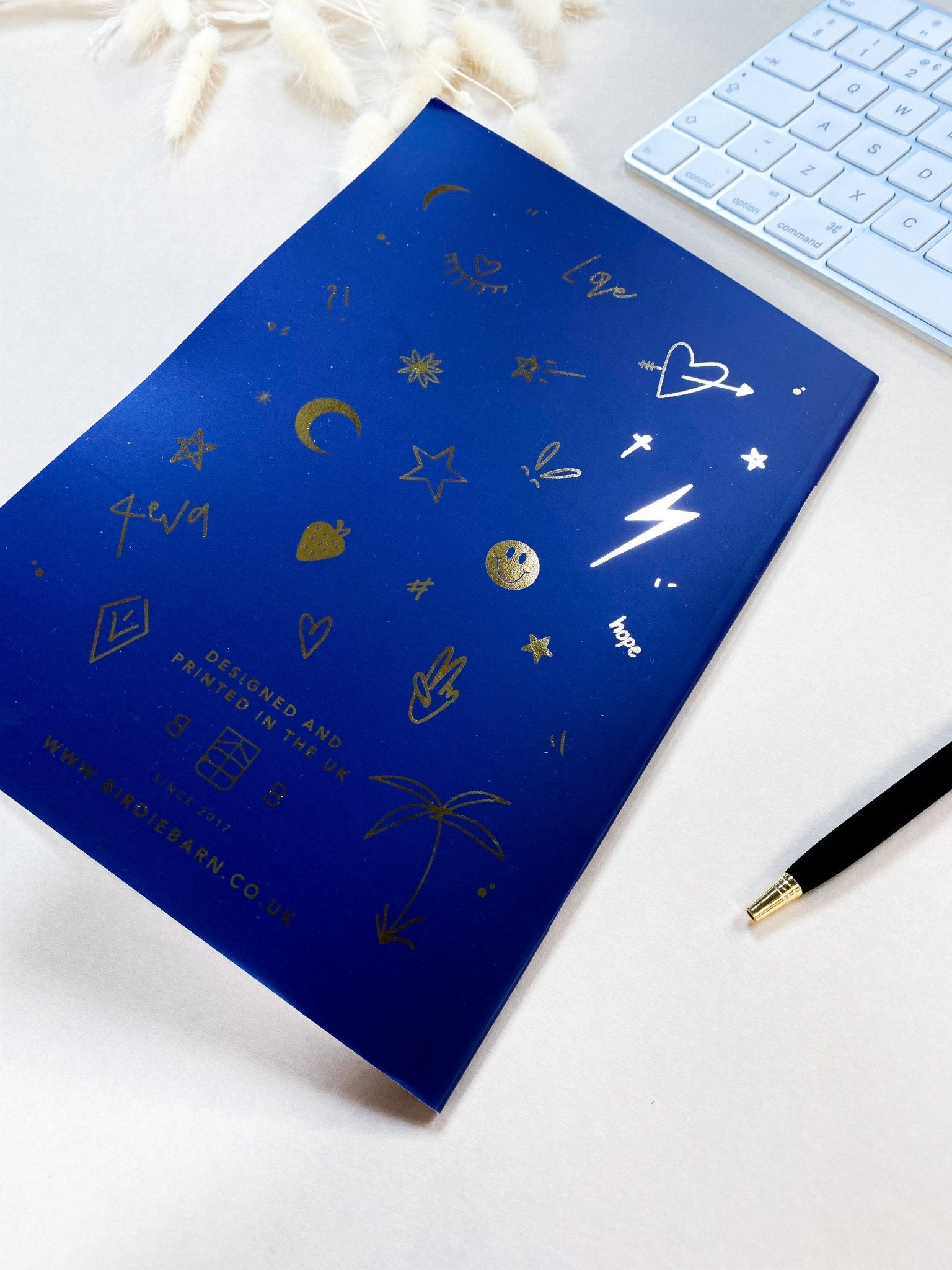 Blue Foiled Illustrated Notebook - Birdie Barn