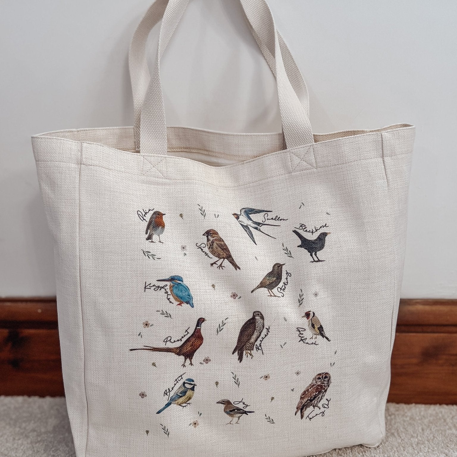 British Birds Linen Effect Tote - Birdie Barn