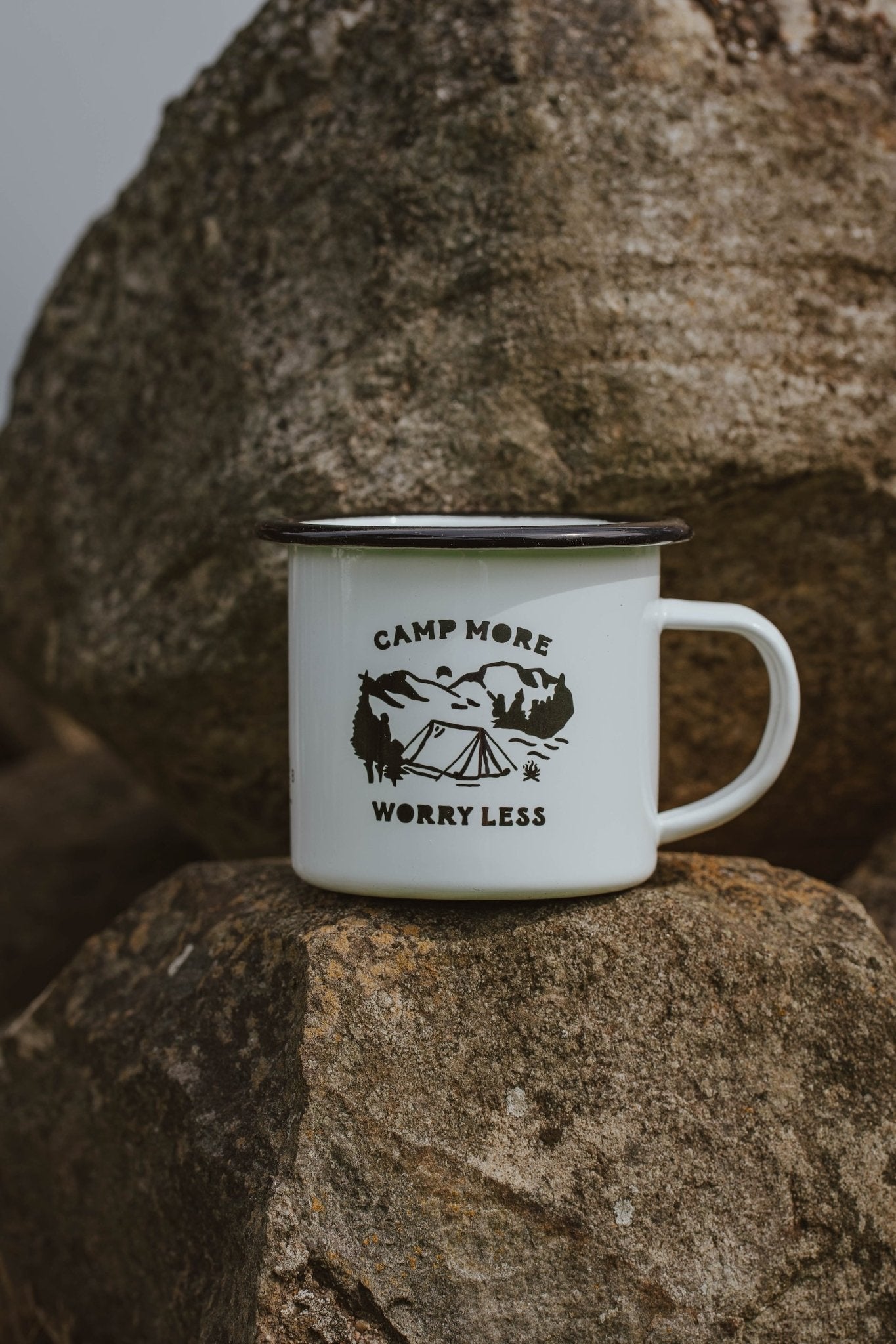 Camp/Hike More Worry Less 12oz Enamel Mugs - Birdie Barn