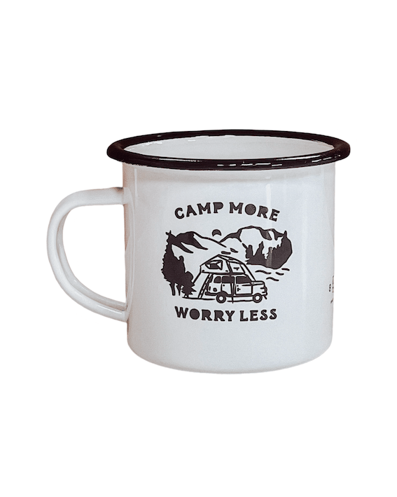 Camp/Hike More Worry Less 12oz Enamel Mugs - Birdie Barn