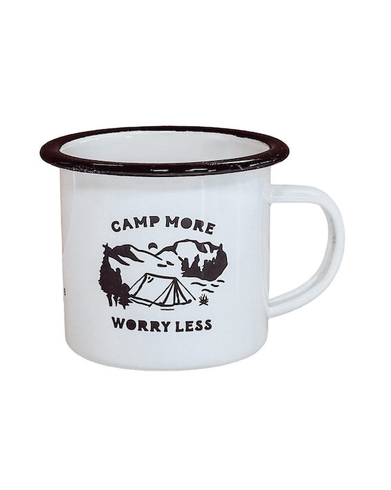 Camp/Hike More Worry Less 12oz Enamel Mugs - Birdie Barn