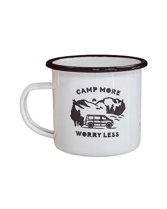 Camp/Hike More Worry Less 12oz Enamel Mugs - Birdie Barn