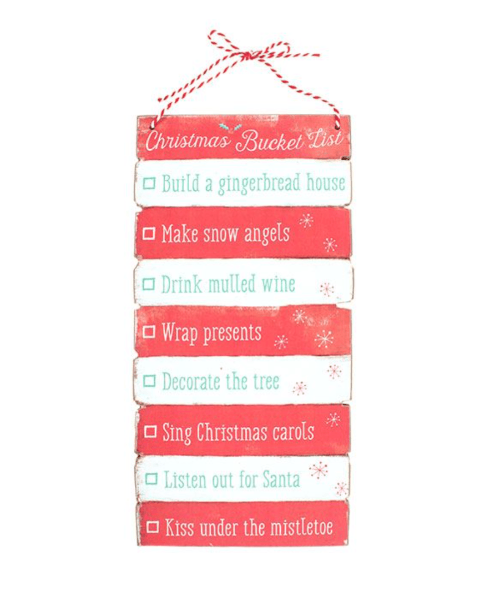 CHRISTMAS BUCKET LIST HANGING SIGN - Birdie Barn