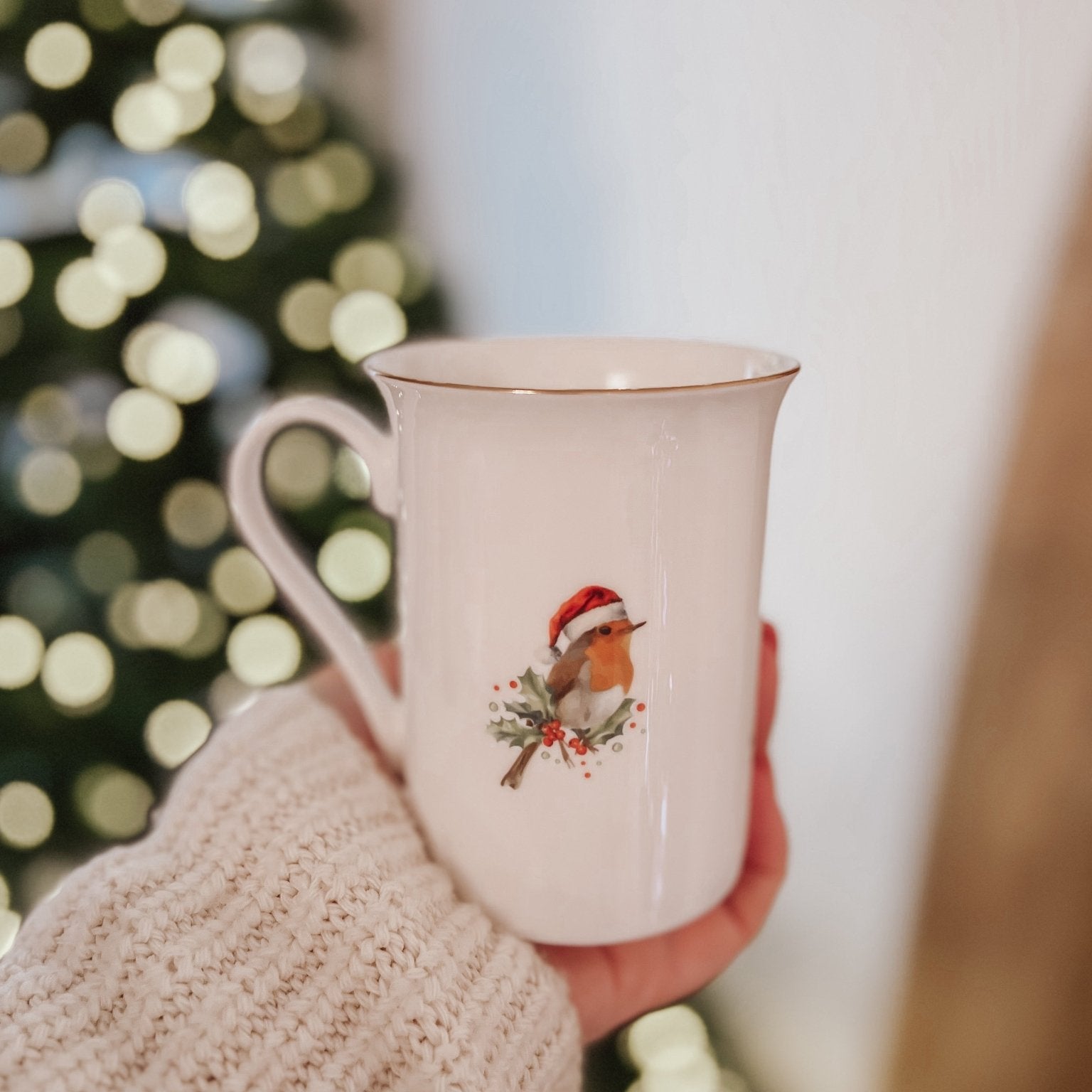 Christmas Robin Bone China Mug - Birdie Barn