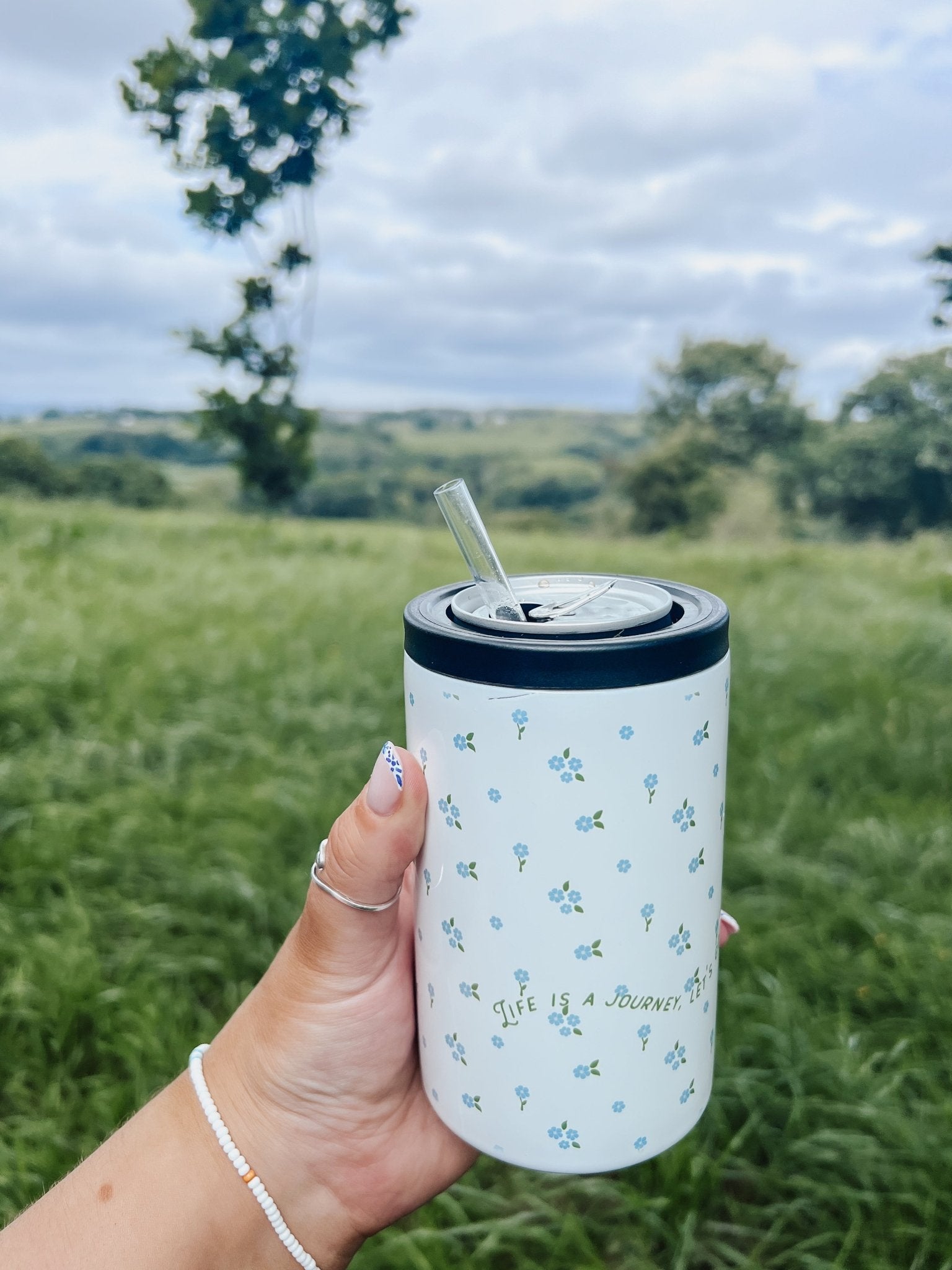 Flower Journey 12oz Tumbler - Blue - Birdie Barn