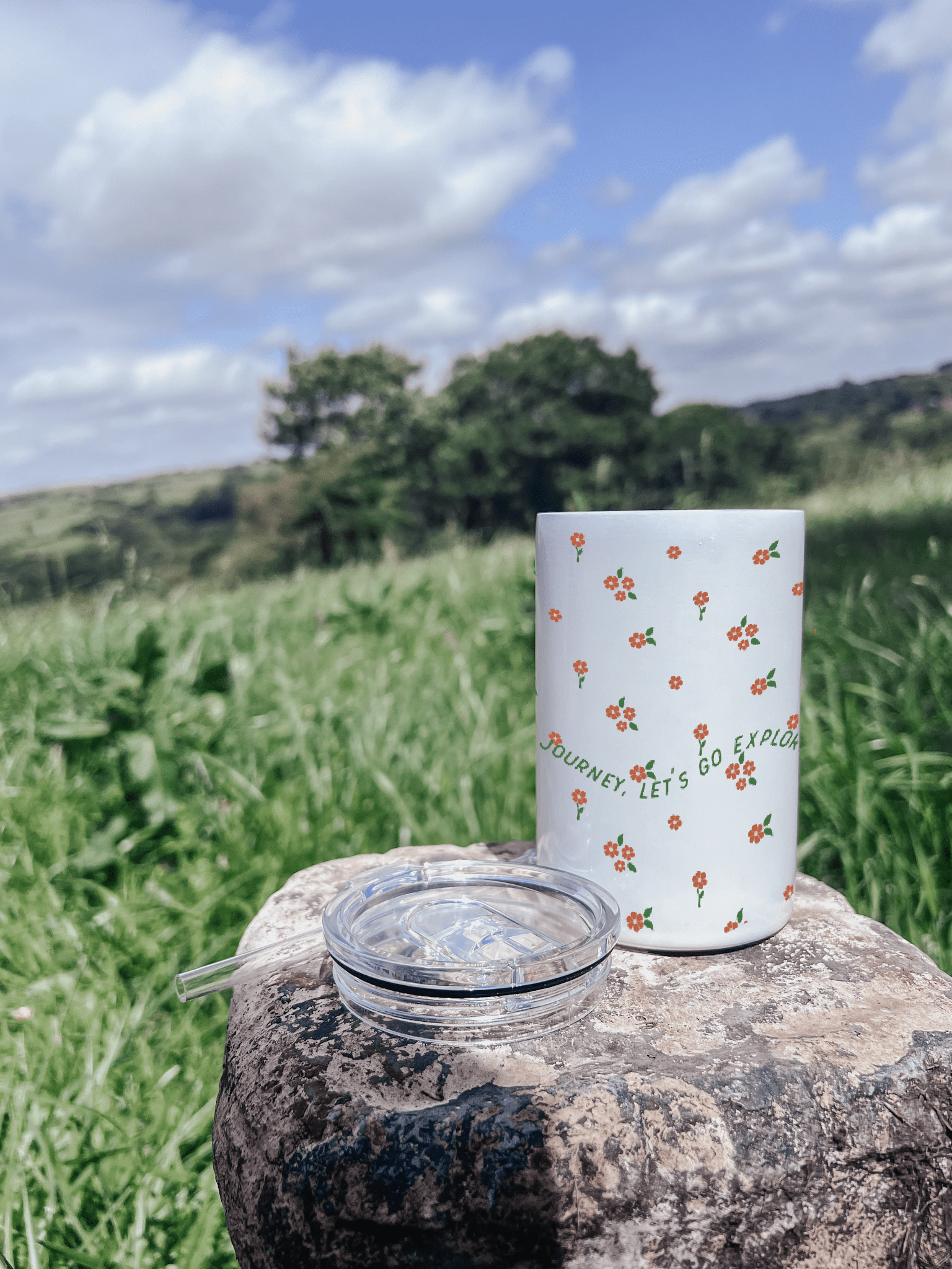 Flower Journey 12oz Tumbler - Orange - Birdie Barn