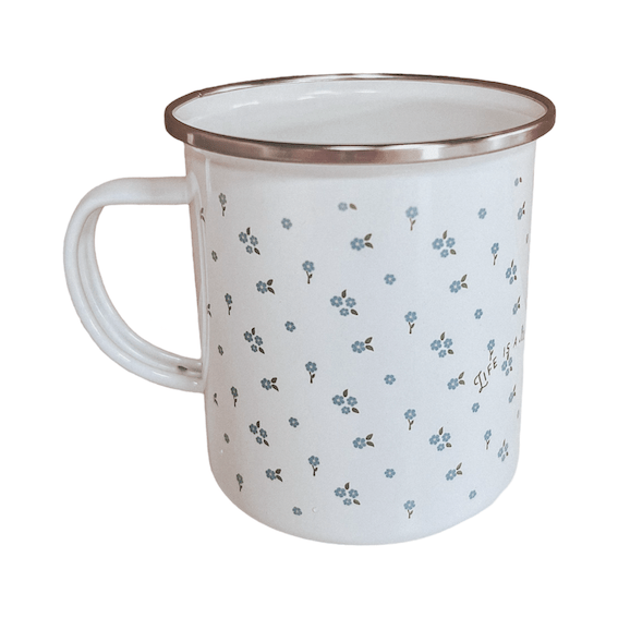 Flower Journey 17oz Enamel Mug - Blue - Birdie Barn