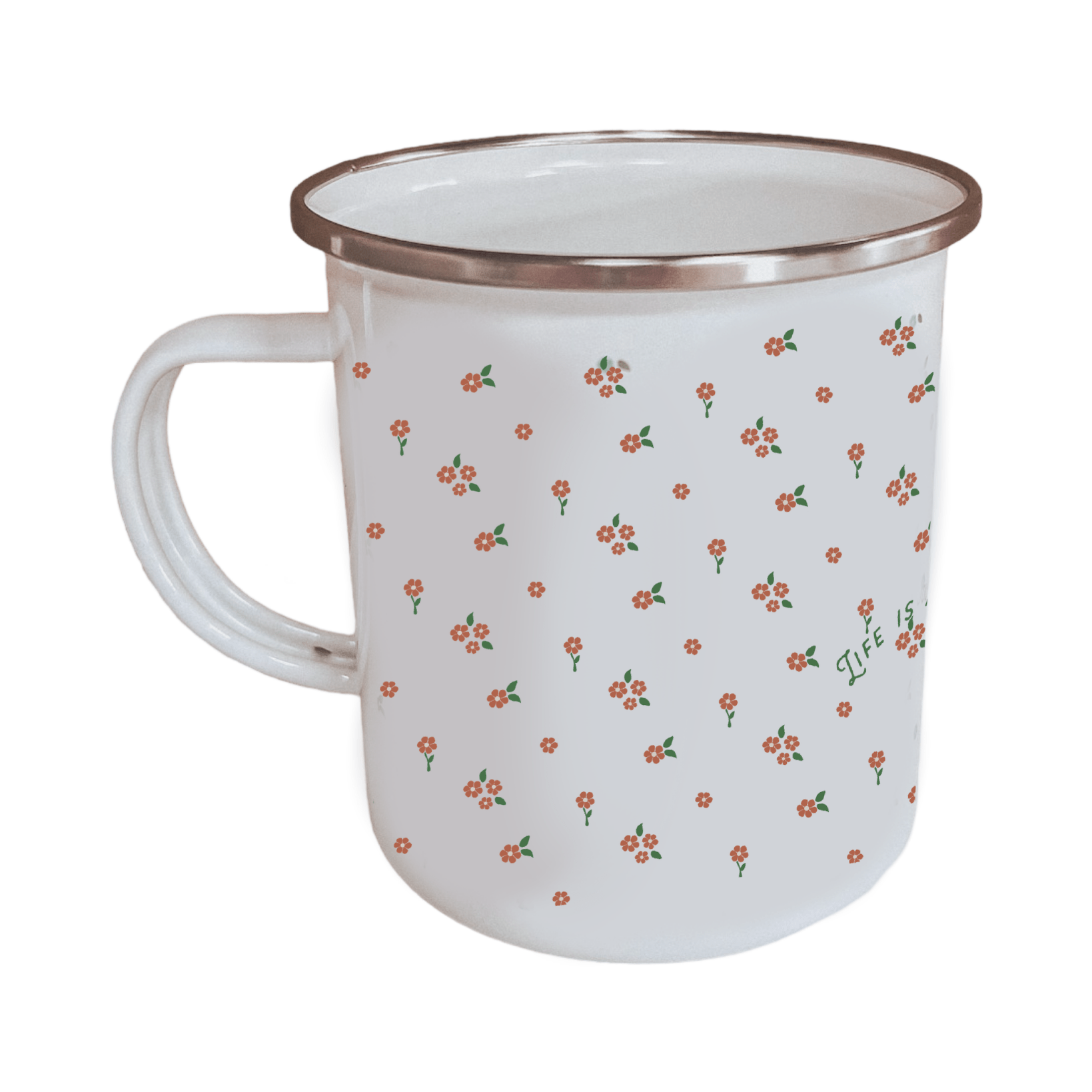 Flower Journey 17oz Enamel Mug - Orange - Birdie Barn