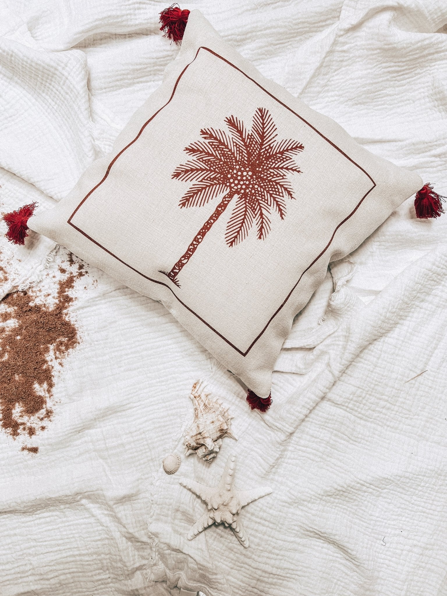 Palm Tree Linen Effect Cushion Cover - Birdie Barn