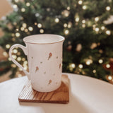 Patterned Christmas Robin Bone China Mug - FADED PRINT - Birdie Barn