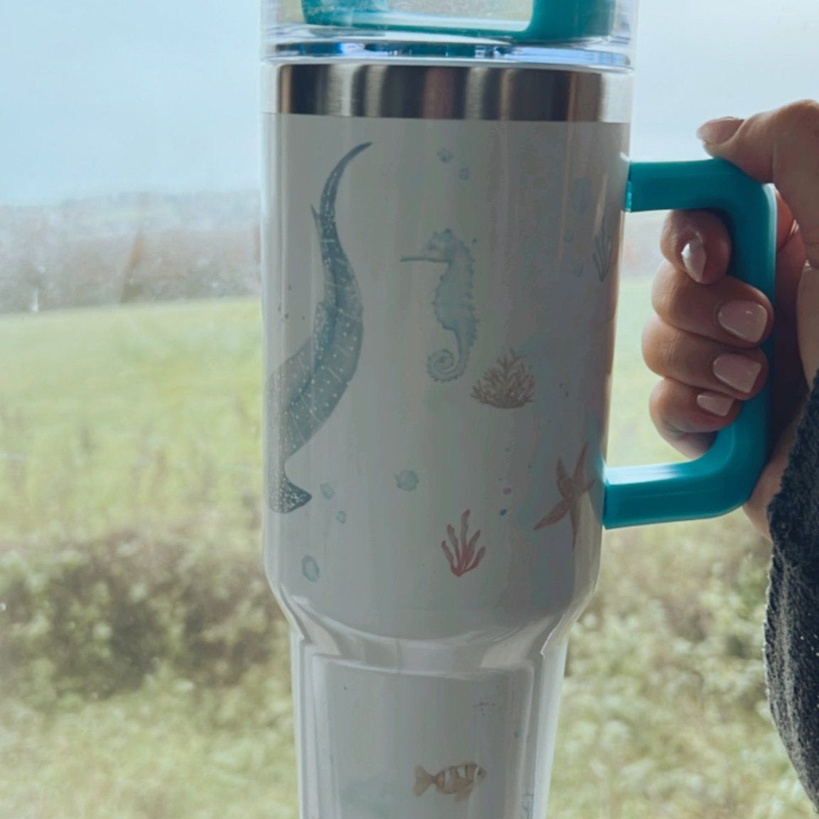 Sea Magic TURQUOISE 40oz Tumbler - FADED PRINT - Birdie Barn