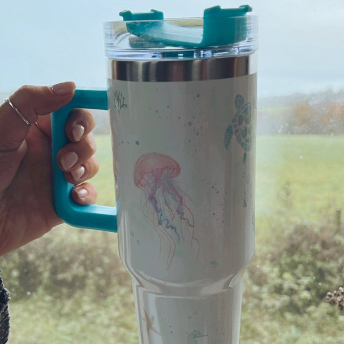Sea Magic TURQUOISE 40oz Tumbler - FADED PRINT - Birdie Barn