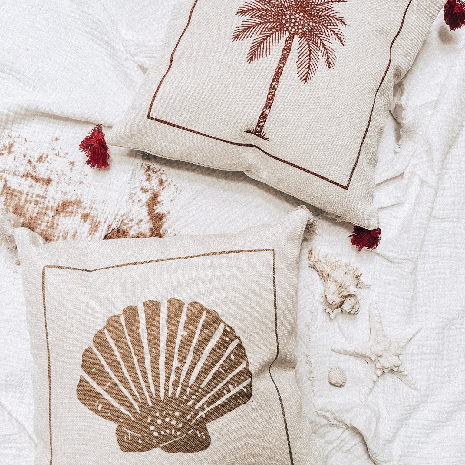 Shell Linen Effect Cushion Cover - Birdie Barn