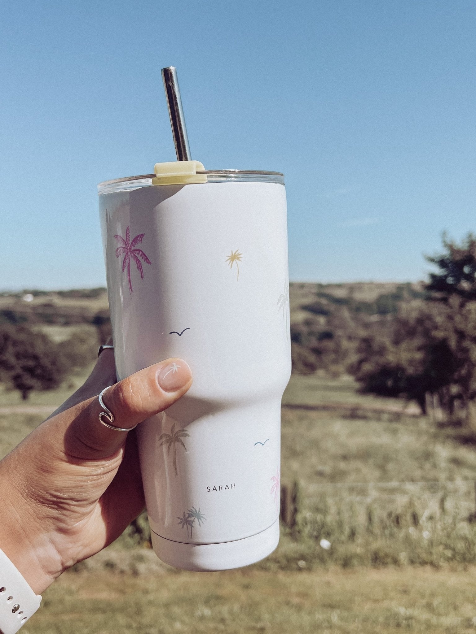 Sketchy Palms 30oz Tumbler - Personalised: ABBEY - Birdie Barn