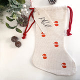 Personalised Linen Christmas Stocking - Santa