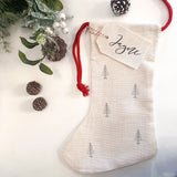 Personalised Linen Christmas Stocking - Christmas Tree
