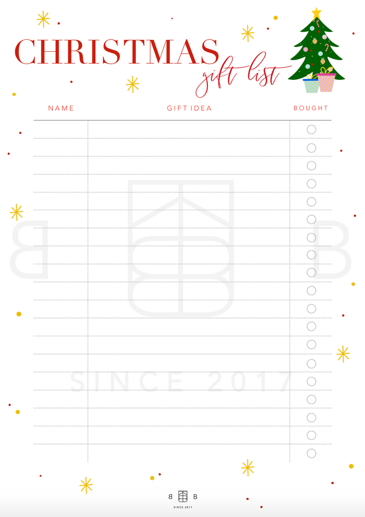 Free Christmas Gift List Printable – Birdie Barn