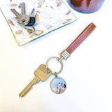 Personalised Photo Keyring with Faux Leather Strap - Brown